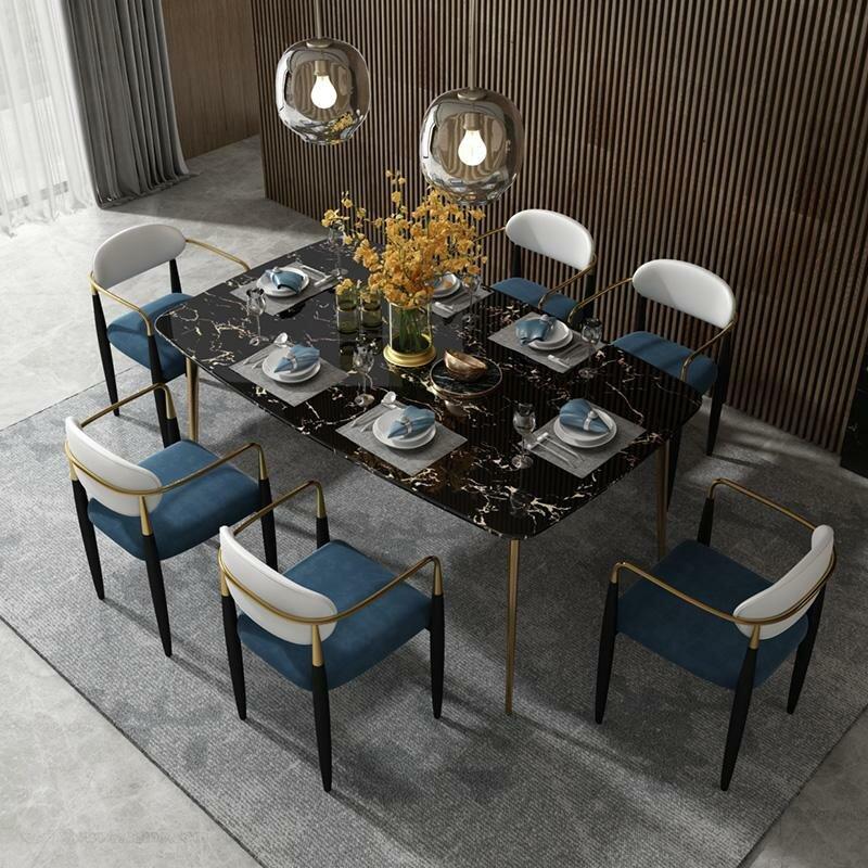 Modern Stainless Steel Table Dining Table Stone Look Tables Dining Room 140x80cm Design