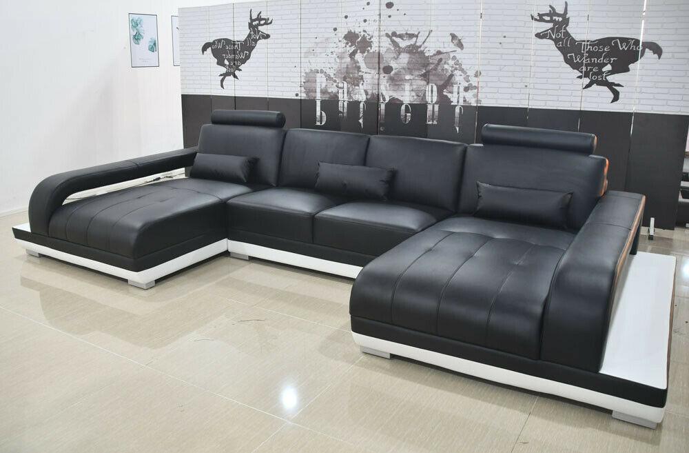 Leather sofa modern upholstery leather design corner sofa couch textile living area