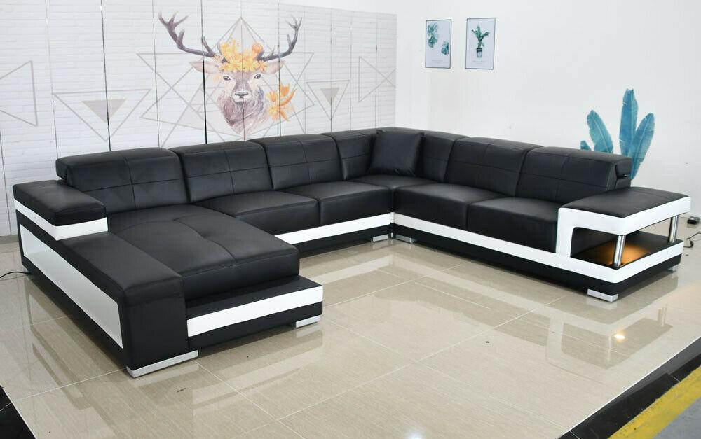 Leather sofa modern upholstery leather design corner sofa couch textile living area