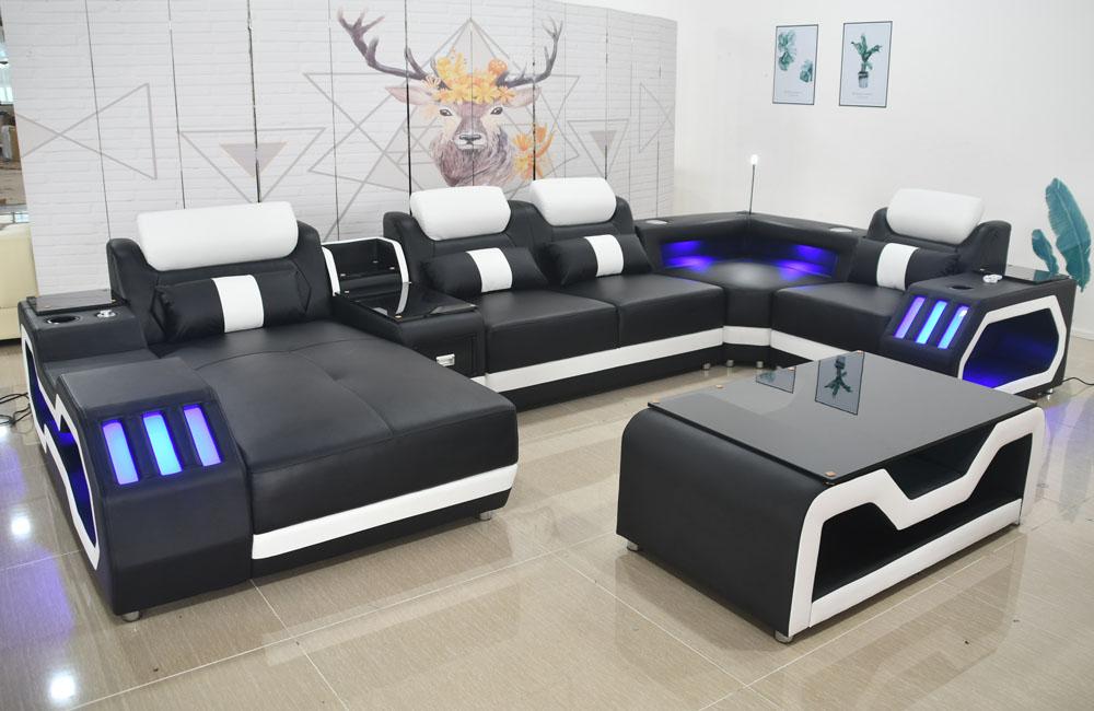 Leather sofa sofa + coffee table upholstery leather design corner sofa couch living area