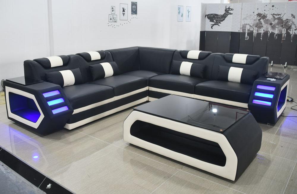 Modern corner set couch seat cushion corner sofa upholstery LED design sofa corner group