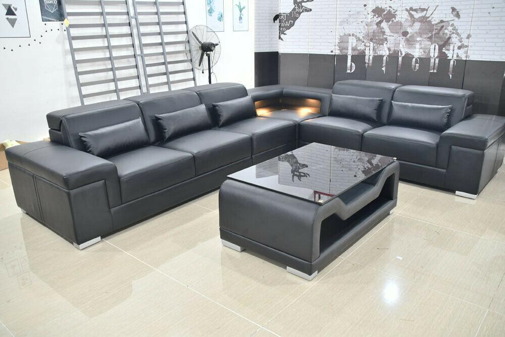 Living area corner sofa L-shape corner couch LED illuminated sofa couch corner sofa sofas