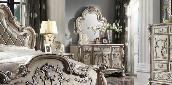 Mirror chest of drawers bedroom wood set furniture classic chests of drawers 2 pieces. sideboard