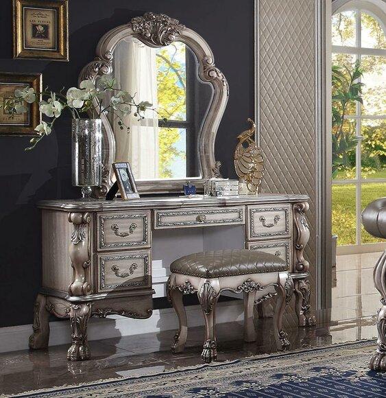 Console Classic Table Mirror Chest of Drawers Dressing Table Bedroom Sideboard 2 Pieces