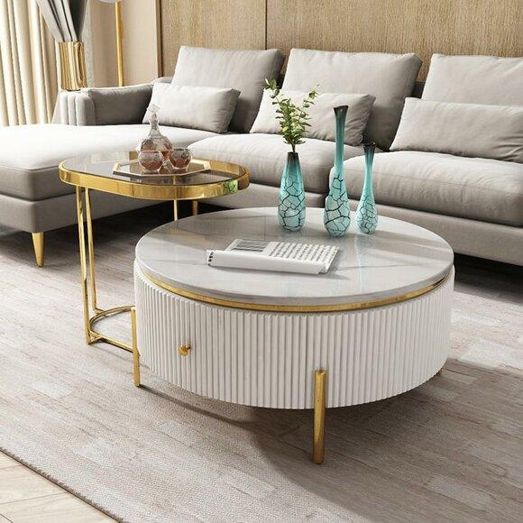 Round table oval set 2x coffee table coffee table side table design living room