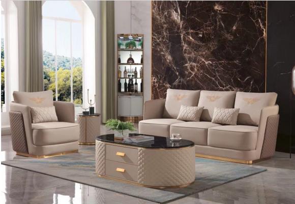 Complete set sofa 3 + 1 + coffee table side table designer living area