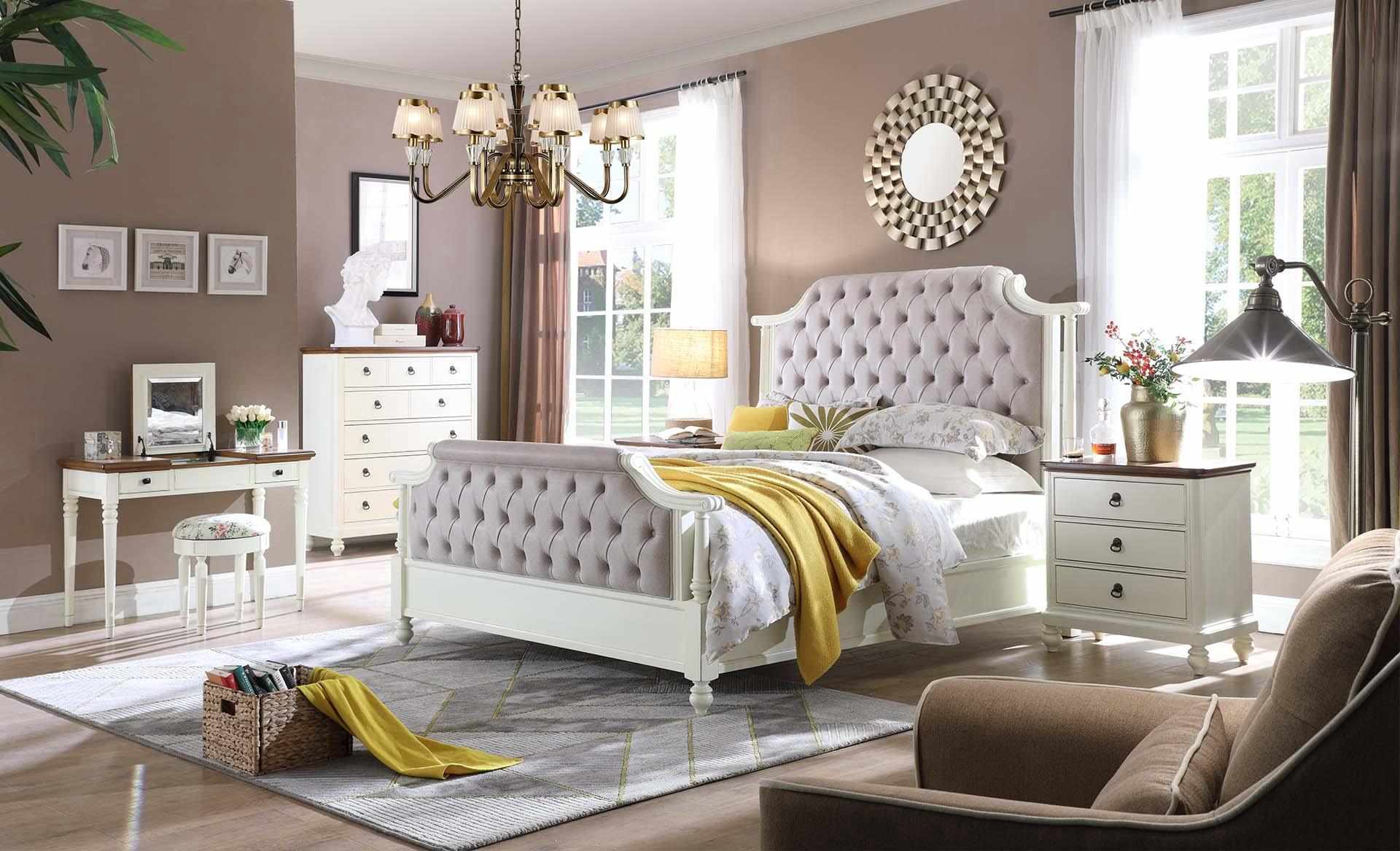 Double Bed Classic Beds Colonial Textile Chesterfield Bedroom New Upholstered Frame