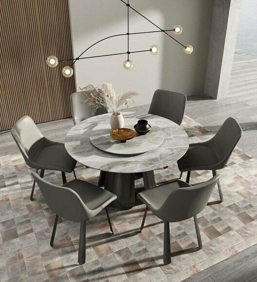 Dining Room Chair Set 6x Chairs Without Armrests Modern Style Faux Leather Stainless Steel