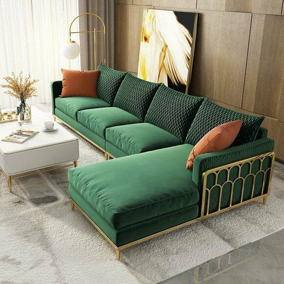 Corner sofa fabric U shape couch design upholstery corner modern living area metal fabric