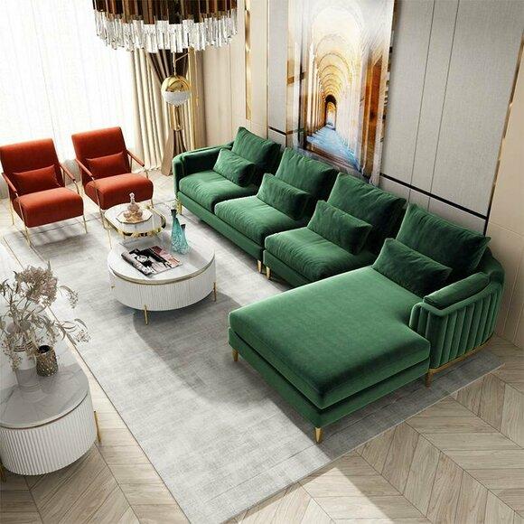 Designer fabric L shape couch living area corner sofa set modern design sofa