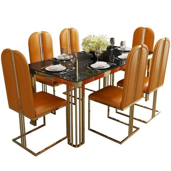 Dining set dining table 6 x chair set set table set classic dining set 7 pieces.