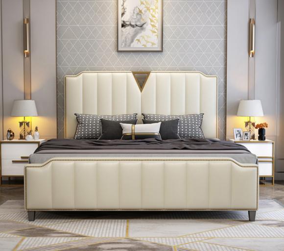 Designer bed 180x200 leather hotel metal beds double bedroom luxury