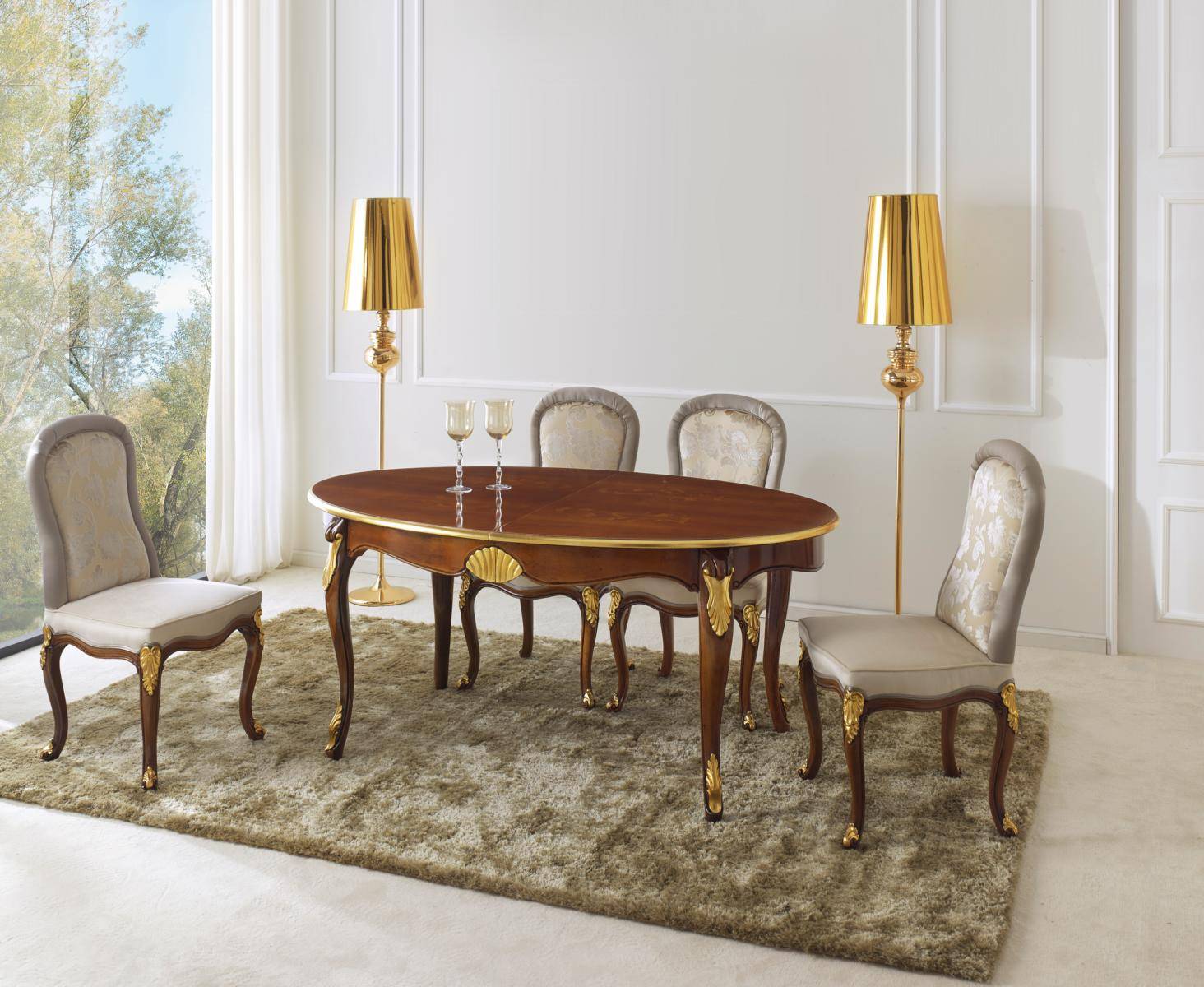 Oval Table Italian Furniture Luxury Dining Table Dining Room Wood Classic Style