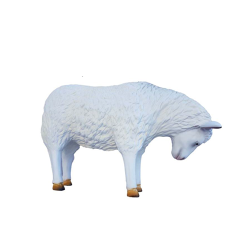 Decorative garden sculpture designed as an original white colored sheep figure 85cm