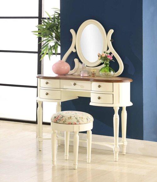 Classic Dressing Table Mirror Luxury Console Stool Make Up Table Country House New