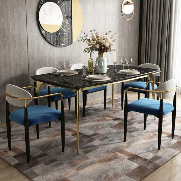 Dining room group complete set 7-piece table luxury wood furniture new