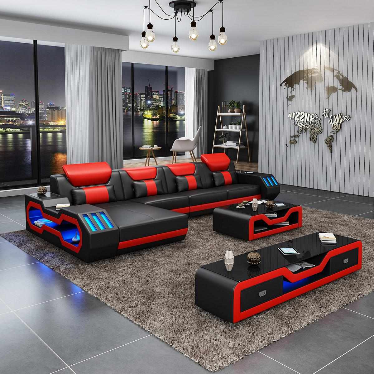 Leather modern couch living area leather sofa sofa set sofa L-shape coffee table