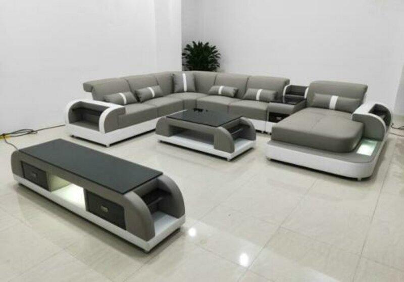 corner sofa couch sofa led set living area upholstered set usb illuminated