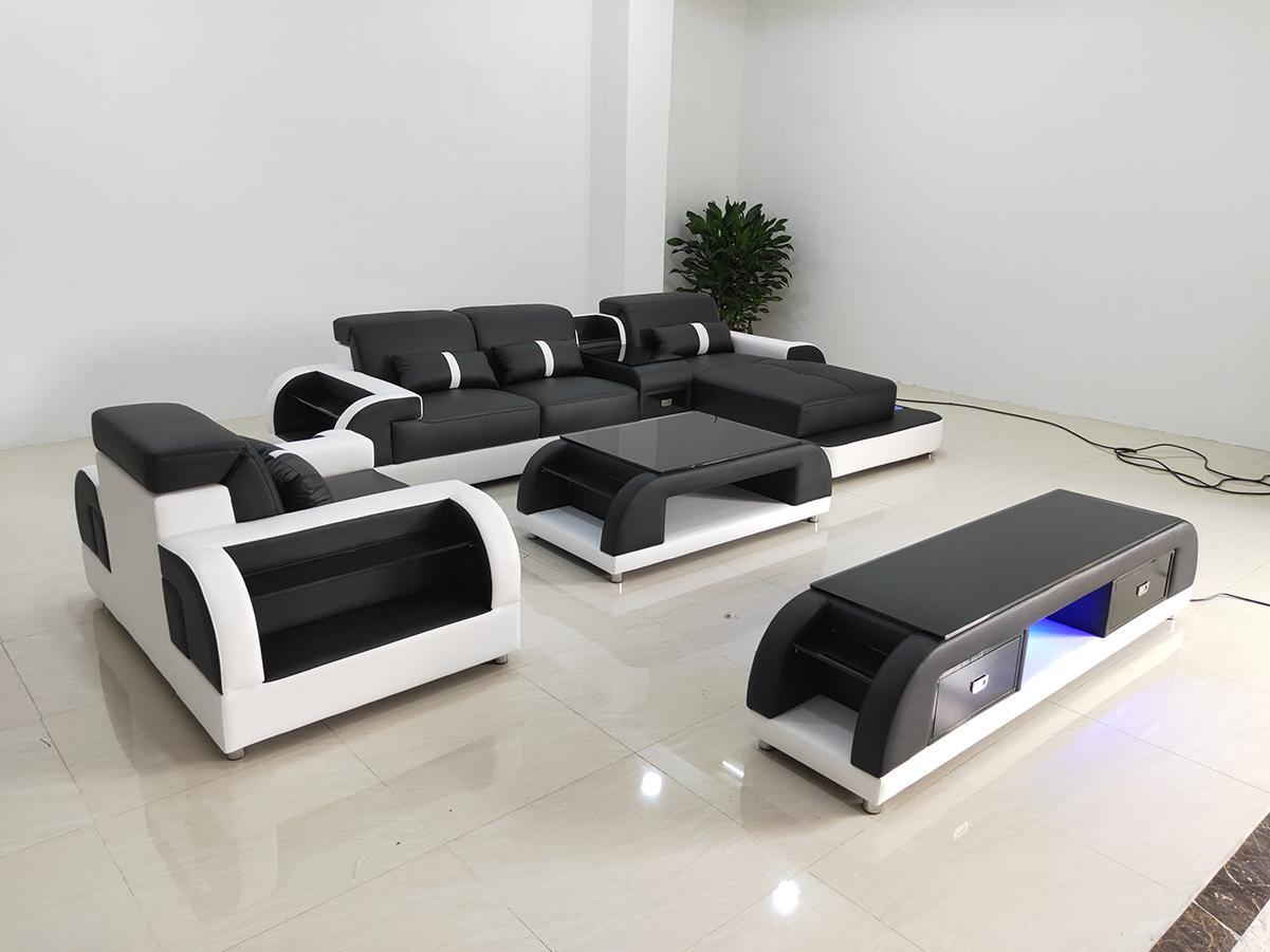 Couch corner sofa leather living area set design modern sofa L-shape coffee table