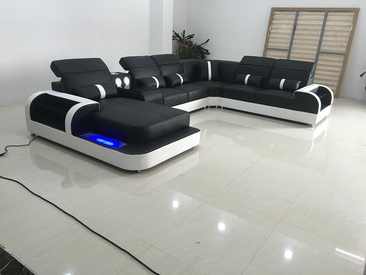 Modern black and white corner set sofa upholstery corner couch couch u shape sofas led new