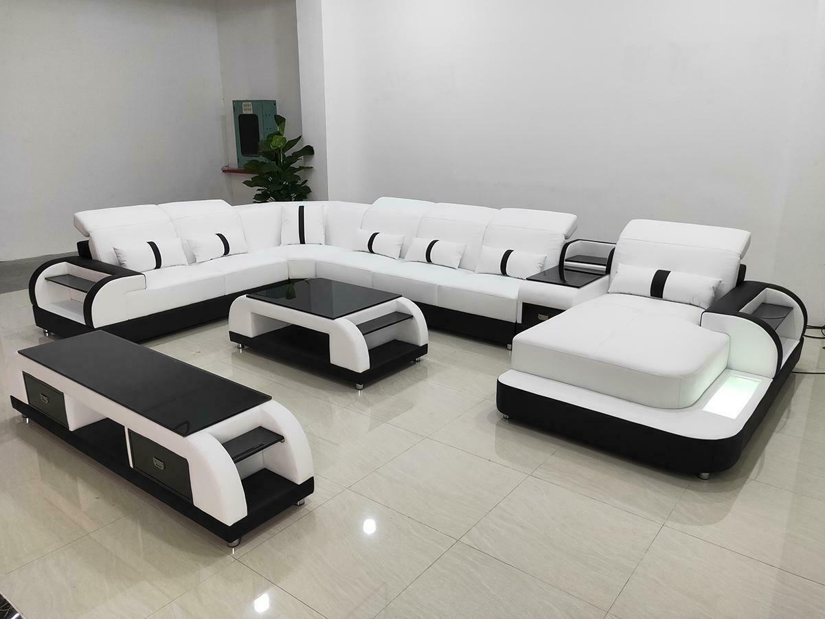 Design corner set leather sofa corner sofa luxury living area led sofa couch upholstery