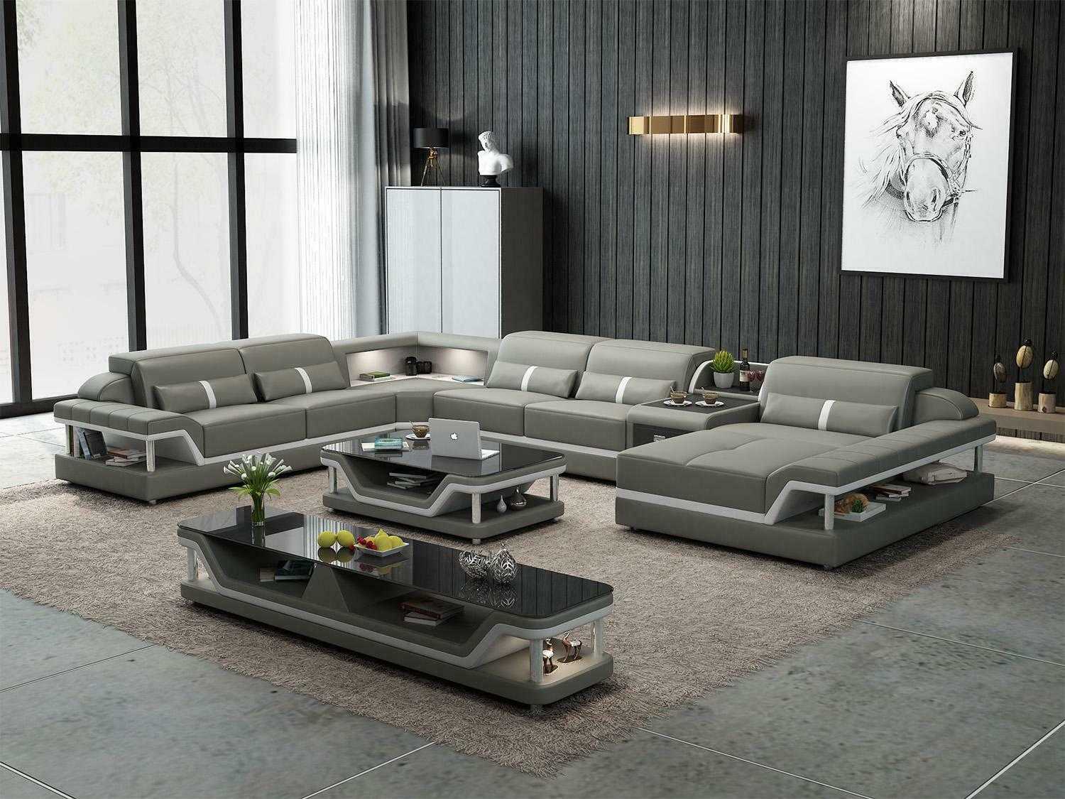 Sofa with USB designer living area U-shape couch corner sofa upholstery set new