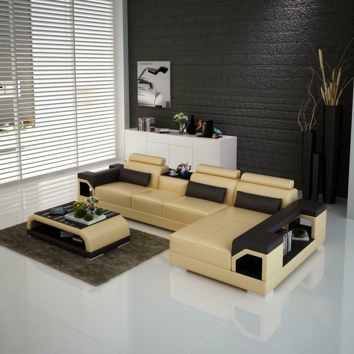 Couch corner sofa leather living area set design modern sofa L-shape with USB