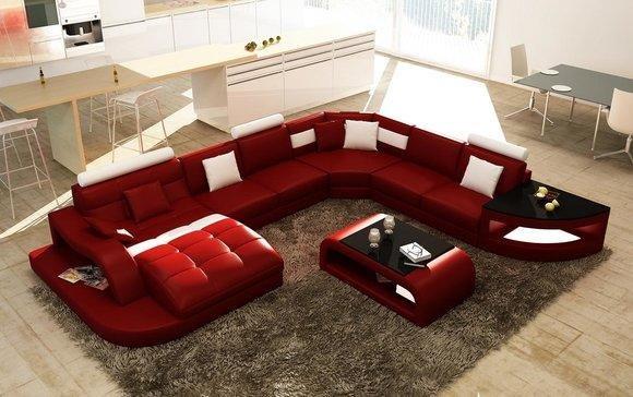 Luxury Designer Corner Sofa Leather Sofa Couch Upholstery Living Landscape Leather Corner Set