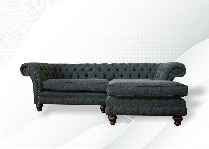 Corner Sofa L Shape Chesterfield Gray Textile Sofa Living Room Corner Set Luxury Sofas