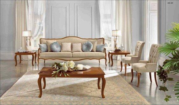 sofa set 6 pieces Classic furniture sofa armchair side table coffee table solid wood