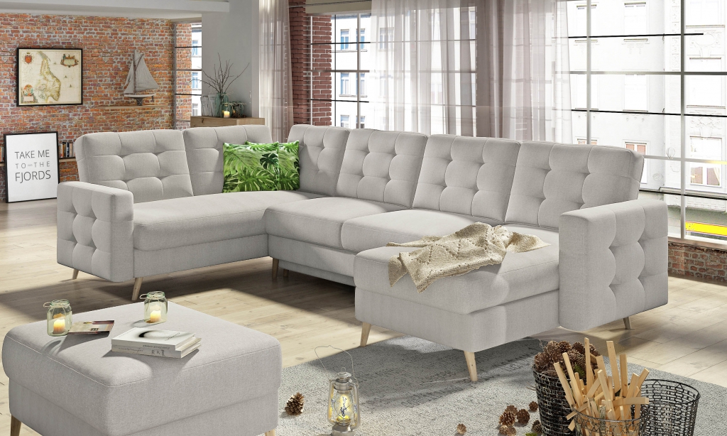 U-Shaped Couch Living Area Corner Sofa Set Modern Design Sofa Textile Fabric New