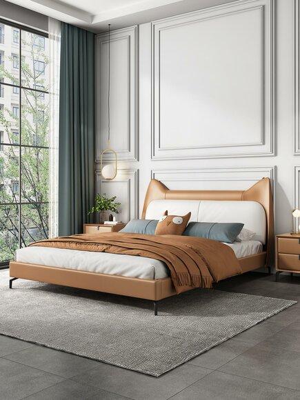 Modern Hotel Leather Fabric Double Bed 160x200cm Designer Bed Double