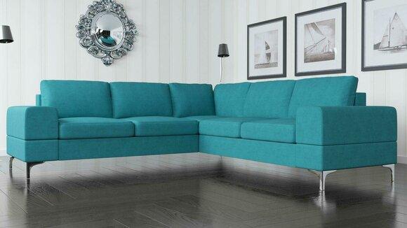 Couch Corner Sofa Textile Living Room Design Modern L Shape Turquoise Furniture Luxury Sofas