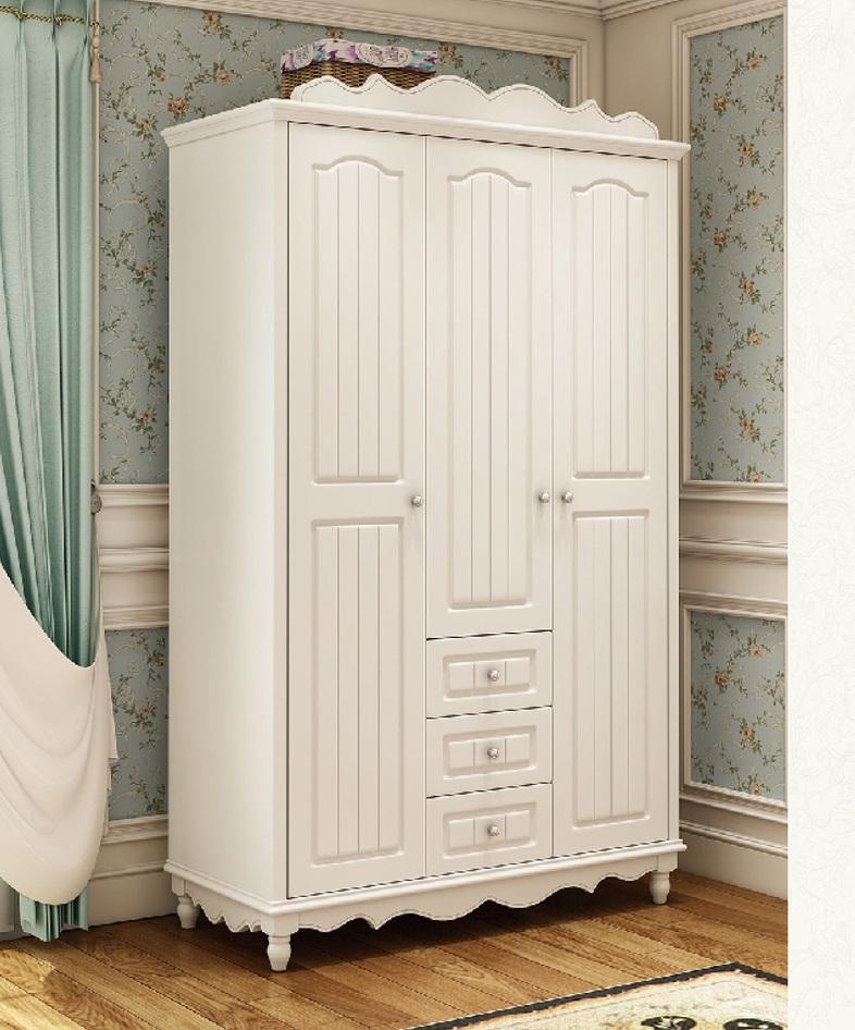 Country Style Furniture Classic Wardrobe Closet Wood Bedroom White