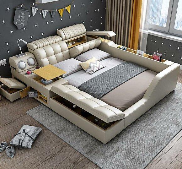 Double Bed Upholstered Bed Bedroom 180x200cm Multifunction Bed Beds Marriage Bed