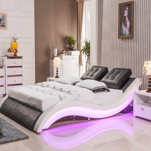 Luxury Bed Design Beds Digital LED Bedroom Furniture Leather Double Hotel Sound