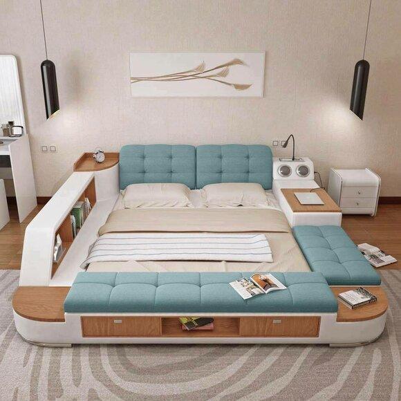 Upholstered Beds Modern Hotel Multifunction New Double Luxury Design Leather Bed