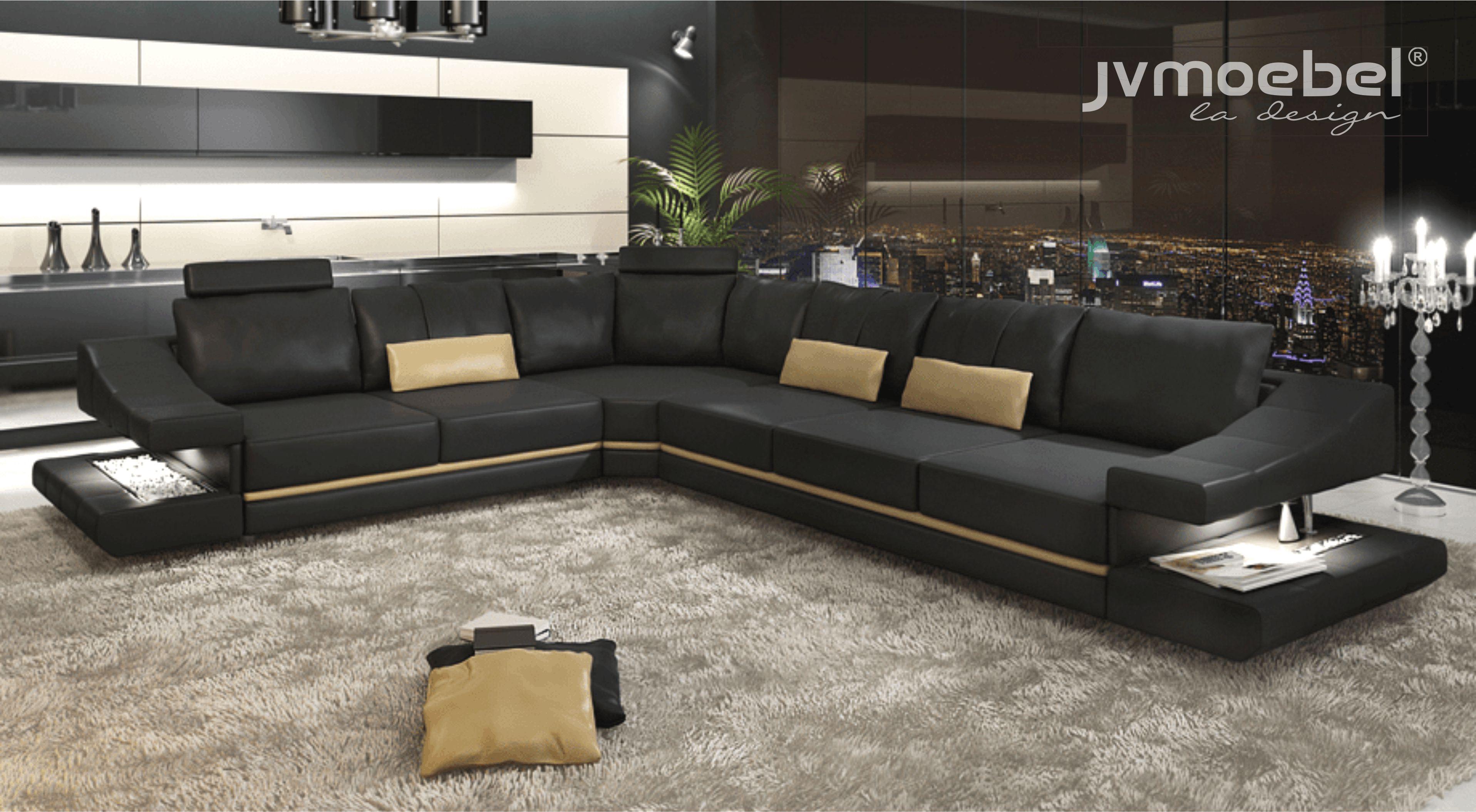 Living Room Textile L Shape Sofas Black NEW Corner Sofa Couch Upholstery Sleeper Sofa