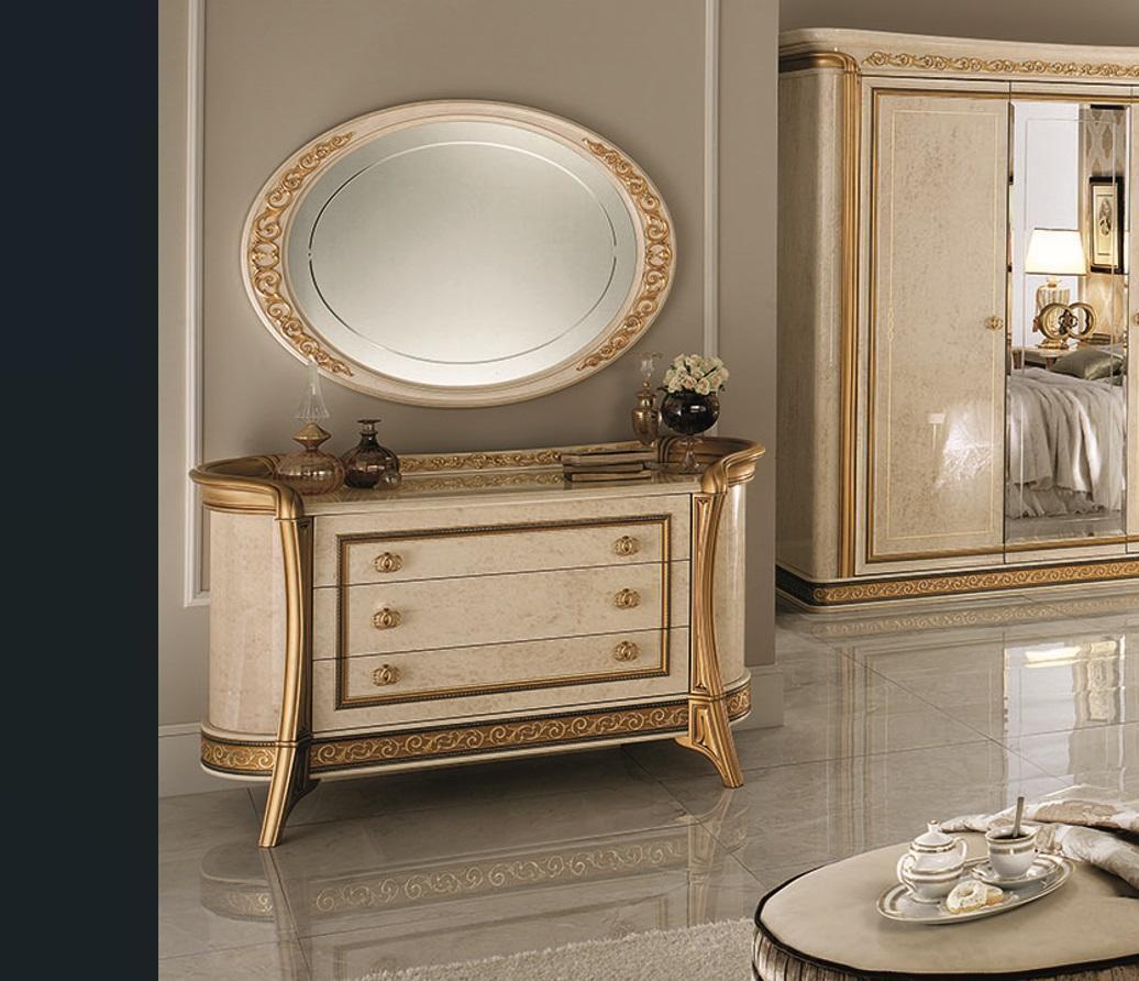 Mirror chest of drawers cabinet chests of drawers bedroom set wood classic style 2 pieces.