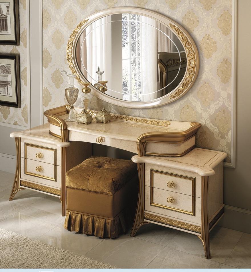 Dressing table with mirror luxury console chest of drawers bedroom table Baroque Rococo