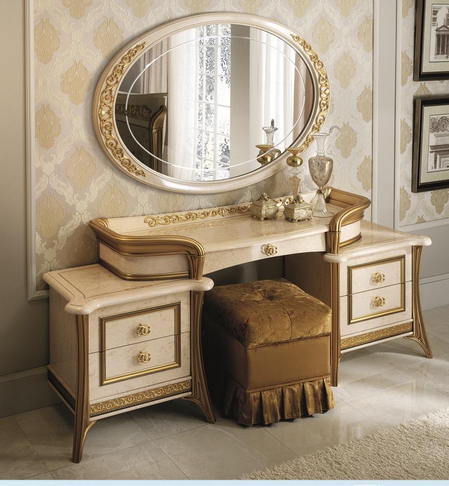 Dressing table, mirror, stool, complete set, chest of drawers, bedroom, new 3-part. console