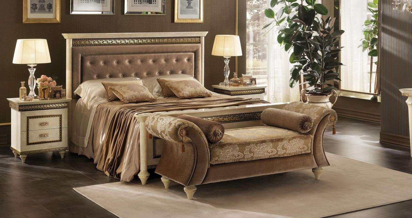 bed 2x bedside table 3 pieces Bedroom set beds new luxury Chesterfield 180x200