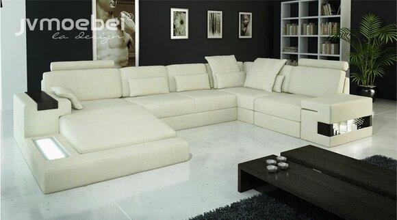 Corner Sofa U-Form Couch Design Upholstery Textile New Living Landscape Bed Function Fabric