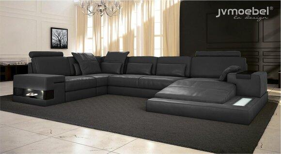 Corner Sofa U-Form Couch Design Upholstery Textile New Living Landscape Bed Function Fabric