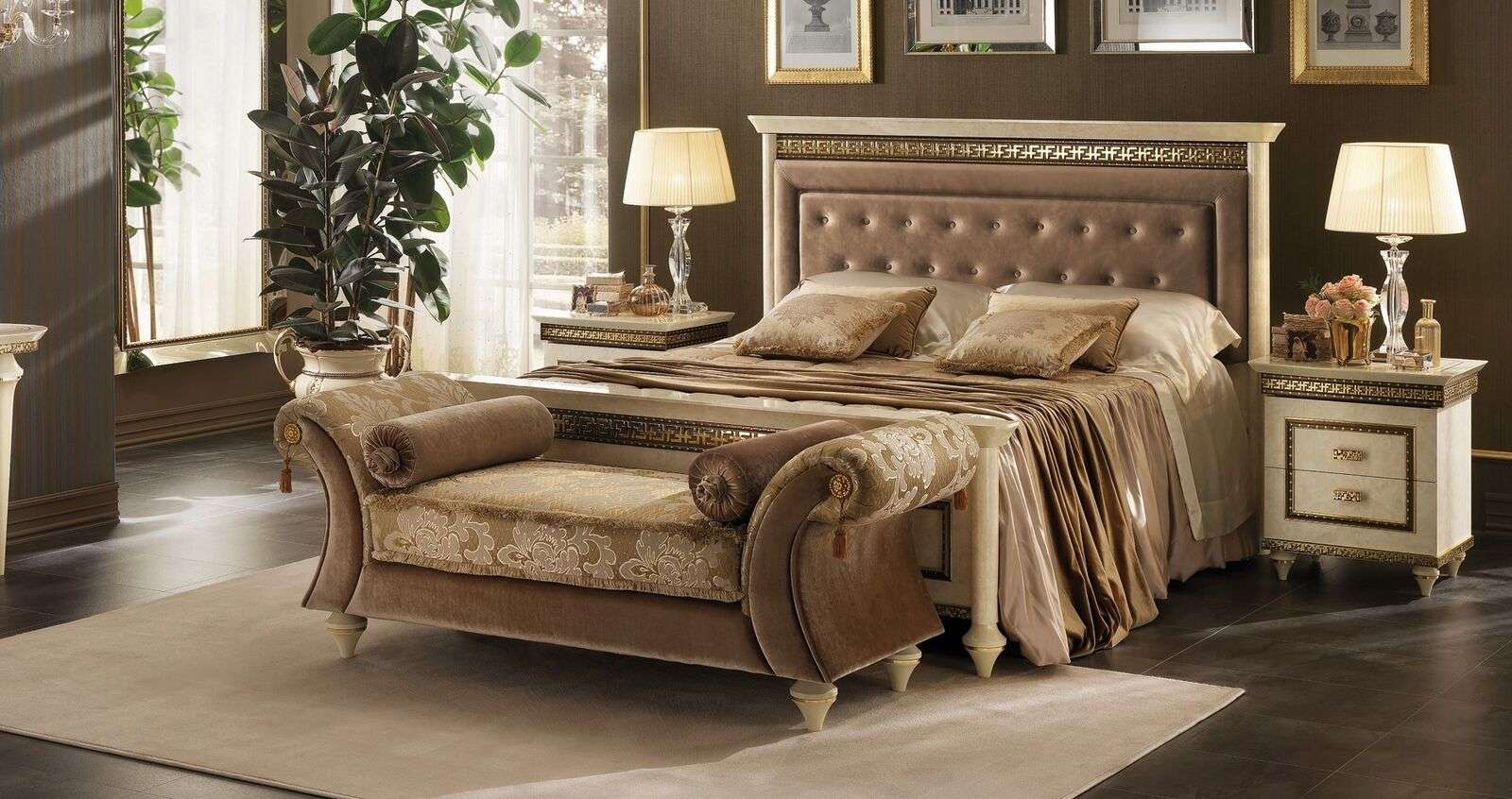 Bed bedside table chaise longue 4 piece bedroom set design modern luxury beds