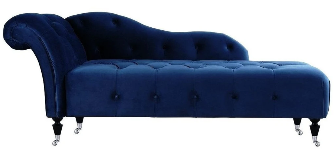 Elegant Chesterfield Lounger with Buttons Velvet Chaise Lounge Chaise Longue