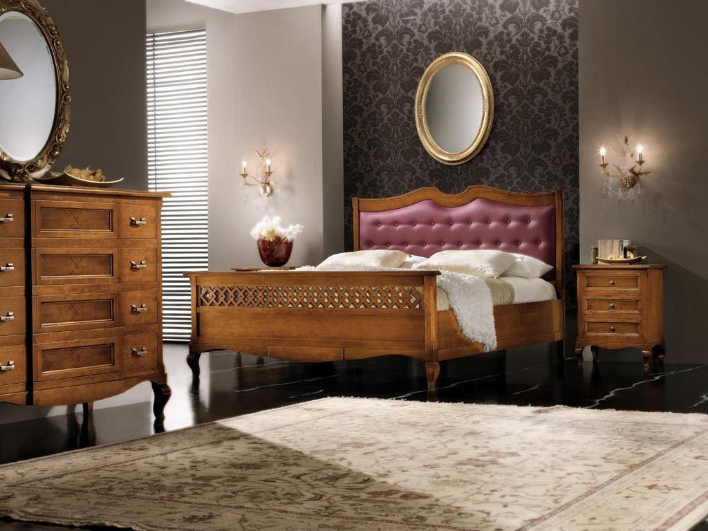 Italian designer bedroom bed 2x bedside tables chest of drawers 4 pieces. Set New