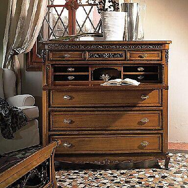 Secretary chest of drawers solid wood bedroom Italian furniture living room Brown