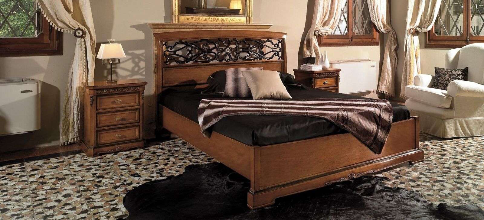 Wood double bed beds solid wood bedroom furniture Vaccari cav giovanni bed