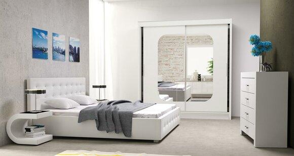 Bedroom Set Design Furniture 4 Piece Modern Luxury Double Bed 2x Bedside Table